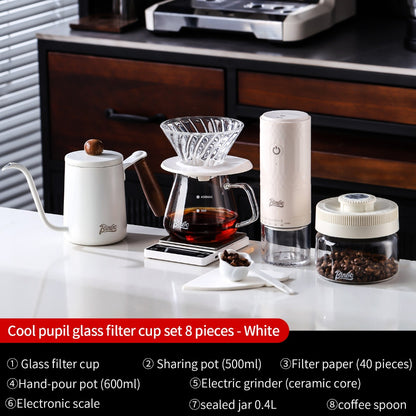 BINCOO V60 Hand Drip Coffee Dripper Drip Coffee Server with Coffee Grinder Set Coffee Brewing Utensil Set