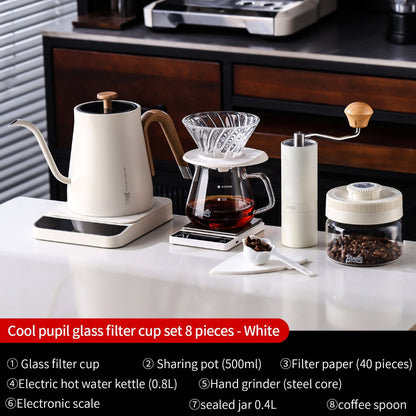 BINCOO V60 Hand Drip Coffee Dripper Drip Coffee Server with Coffee Grinder Set Coffee Brewing Utensil Set