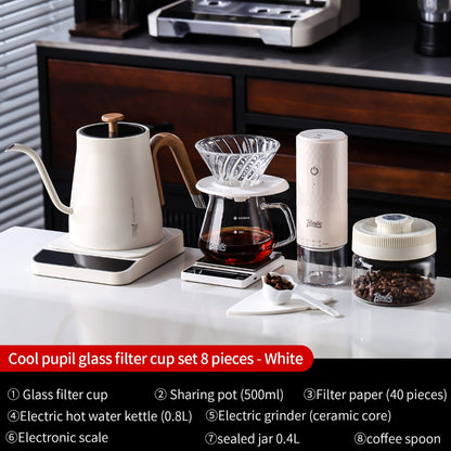 BINCOO V60 Hand Drip Coffee Dripper Drip Coffee Server with Coffee Grinder Set Coffee Brewing Utensil Set