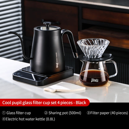 BINCOO V60 Hand Drip Coffee Dripper Drip Coffee Server with Coffee Grinder Set Coffee Brewing Utensil Set