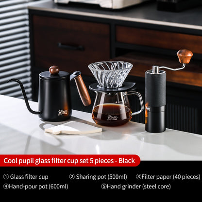 BINCOO V60 Hand Drip Coffee Dripper Drip Coffee Server with Coffee Grinder Set Coffee Brewing Utensil Set