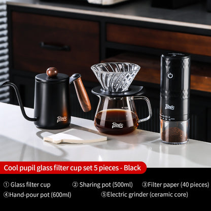 BINCOO V60 Hand Drip Coffee Dripper Drip Coffee Server with Coffee Grinder Set Coffee Brewing Utensil Set