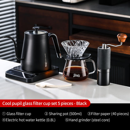 BINCOO V60 Hand Drip Coffee Dripper Drip Coffee Server with Coffee Grinder Set Coffee Brewing Utensil Set