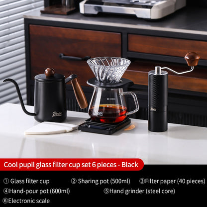 BINCOO V60 Hand Drip Coffee Dripper Drip Coffee Server with Coffee Grinder Set Coffee Brewing Utensil Set