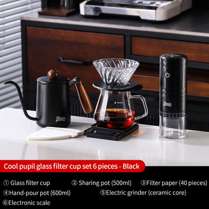 BINCOO V60 Hand Drip Coffee Dripper Drip Coffee Server with Coffee Grinder Set Coffee Brewing Utensil Set