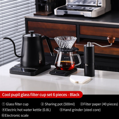 BINCOO V60 Hand Drip Coffee Dripper Drip Coffee Server with Coffee Grinder Set Coffee Brewing Utensil Set