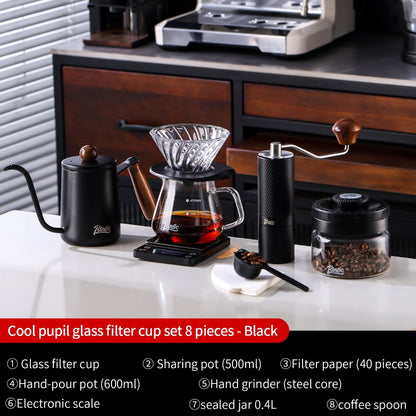 BINCOO V60 Hand Drip Coffee Dripper Drip Coffee Server with Coffee Grinder Set Coffee Brewing Utensil Set