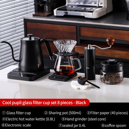 BINCOO V60 Hand Drip Coffee Dripper Drip Coffee Server with Coffee Grinder Set Coffee Brewing Utensil Set