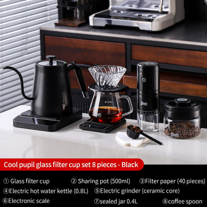 BINCOO V60 Hand Drip Coffee Dripper Drip Coffee Server with Coffee Grinder Set Coffee Brewing Utensil Set