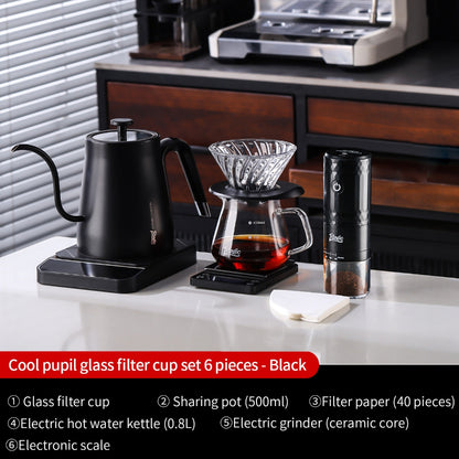 BINCOO V60 Hand Drip Coffee Dripper Drip Coffee Server with Coffee Grinder Set Coffee Brewing Utensil Set