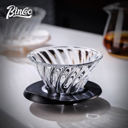 BINCOO V60 Pour Over Coffee Glass Dripper Drip Filter Heat Resistant Glass Server Set 400ML
