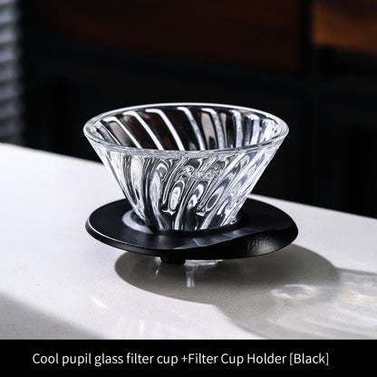 BINCOO V60 Pour Over Coffee Glass Dripper Drip Filter Heat Resistant Glass Server Set 400ML