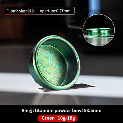 BINCOO Pure Titanium Powder Cup, Precision Integrated Espresso Machine Portafilter Accessory  58mm