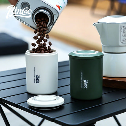 BINCOO Coffee Airtight Canister One-way Exhaust Vacuum Storage Jar Mini Portable Outdoor 260ML