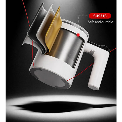 BINCOO 316 Stainless Steel Magnetic Electric Heating Coffee Cup Set Automatic Stirring Cup With Coffee Grinder