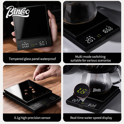 BINCOO Coffee Electronic Scale Smart Pour Over & Espresso Scale with Timer Household Baking Digital Display Scale