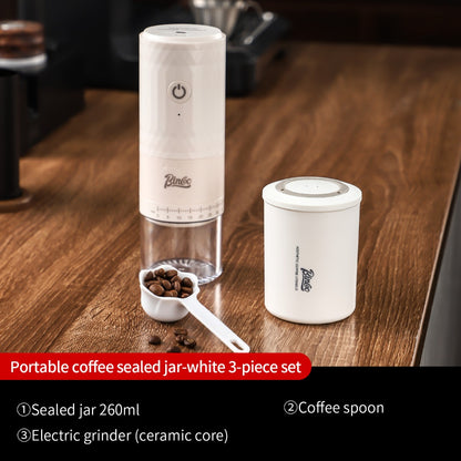 BINCOO Coffee Bean Sealed Can with Electric Coffee Grinder Set One-way Exhaust Vacuum Storage Container
