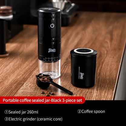 BINCOO Coffee Bean Sealed Can with Electric Coffee Grinder Set One-way Exhaust Vacuum Storage Container