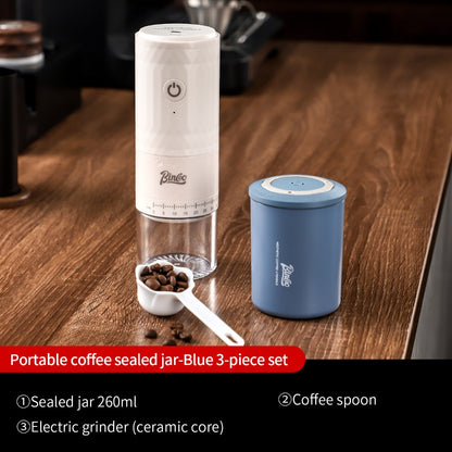 BINCOO Coffee Bean Sealed Can with Electric Coffee Grinder Set One-way Exhaust Vacuum Storage Container