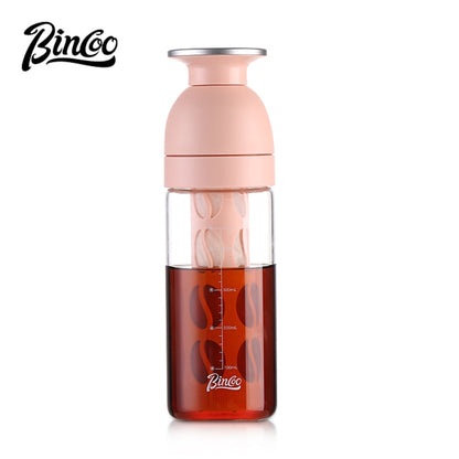 BINCOO GYKF2424 Glass Cold Brew Cup Heat-resistant Coffee Bottle for Office and Outdooor 600ML
