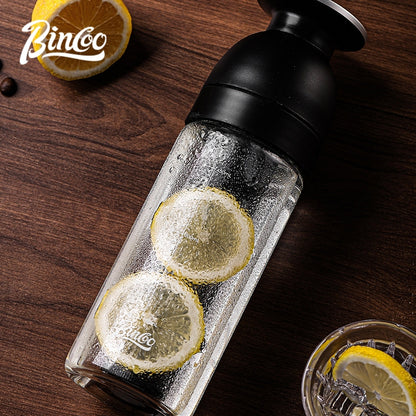 BINCOO GYKF2424 Glass Cold Brew Cup Heat-resistant Coffee Bottle for Office and Outdooor 600ML