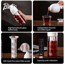 BINCOO GYKF2424 Glass Cold Brew Cup Heat-resistant Coffee Bottle for Office and Outdooor 600ML