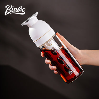 BINCOO GYKF2424 Glass Cold Brew Cup Heat-resistant Coffee Bottle for Office and Outdooor 600ML