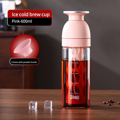 BINCOO GYKF2424 Glass Cold Brew Cup Heat-resistant Coffee Bottle for Office and Outdooor 600ML