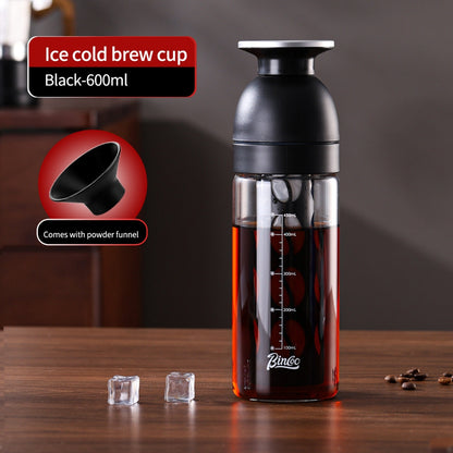 BINCOO GYKF2424 Glass Cold Brew Cup Heat-resistant Coffee Bottle for Office and Outdooor 600ML
