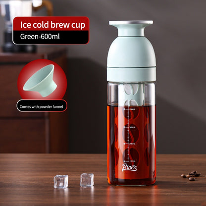 BINCOO GYKF2424 Glass Cold Brew Cup Heat-resistant Coffee Bottle for Office and Outdooor 600ML