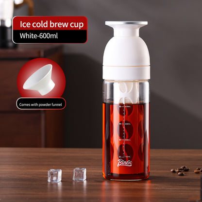 BINCOO GYKF2424 Glass Cold Brew Cup Heat-resistant Coffee Bottle for Office and Outdooor 600ML