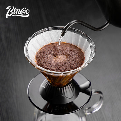 Bincoo Coffee Filter Cup Glass Filter Cup V60 Filter Hnad brewed Funnel Coffee Utensil