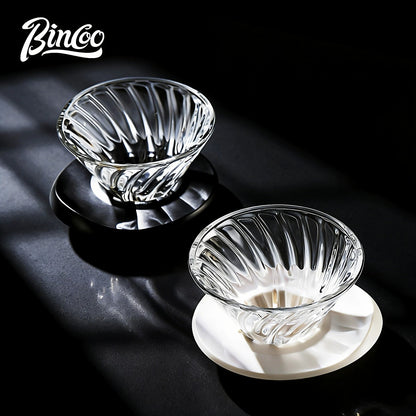 Bincoo Coffee Filter Cup Glass Filter Cup V60 Filter Hnad brewed Funnel Coffee Utensil