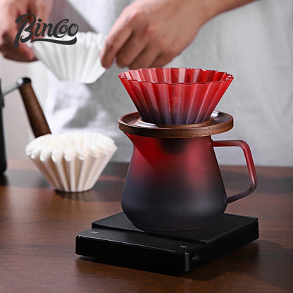 BINCOO Hand Brew Coffee Set with V60 Glass Dripper Coffee Server & Manual Grinder Drip Style Home Coffee Kit