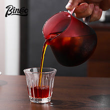 BINCOO Blackberry Gradient Glass Coffee Server with Wooden Holder & Glass Dripper, V60 Drip Hand Brew Coffee Set 500ML