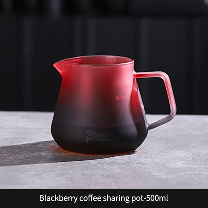 BINCOO Blackberry Gradient Glass Coffee Server with Wooden Holder & Glass Dripper, V60 Drip Hand Brew Coffee Set 500ML