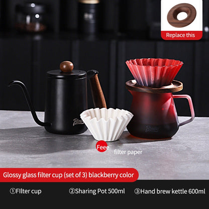 BINCOO Hand Brew Coffee Set with V60 Glass Dripper Coffee Server & Manual Grinder Drip Style Home Coffee Kit
