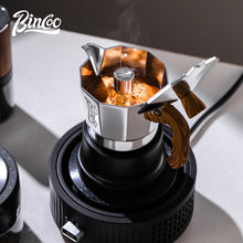BINCOO Silver-black Three-valve Moka Pot with Electric Stove Set Coffee Brewer Outdoor Espresso Extraction Coffee Pot Set Coffee Utensils 1Cup/2Cups