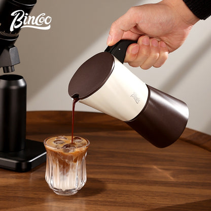 BINCOO Double-valve Moka Pot with Electric Heater Set Household Coffee Pot & Grinder Kit Mini Italian Espresso Brewer 2Cups