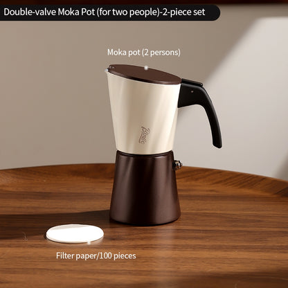 BINCOO Double-valve Moka Pot with Electric Heater Set Household Coffee Pot & Grinder Kit Mini Italian Espresso Brewer 2Cups
