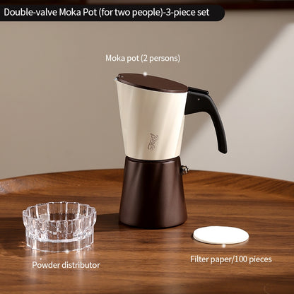 BINCOO Double-valve Moka Pot with Electric Heater Set Household Coffee Pot & Grinder Kit Mini Italian Espresso Brewer 2Cups