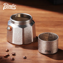 BINCOO 3-Valve Stainless Steel Moka Pot Set with Pure Titanium Stove Accessories & Coffee Grinder Home Coffee Maker Kit for 2 Cups