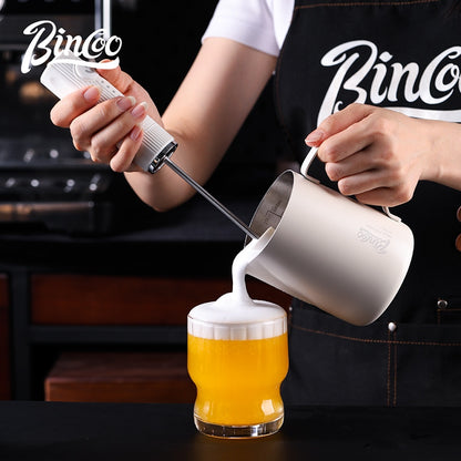 BINCOO Electric Milk Frother with Ceramic Coffee Cup Set Handheld Foam Mixer Household Milk Whisk Latte Art Tools