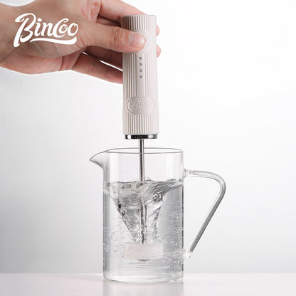 BINCOO Electric Milk Frother with Ceramic Coffee Cup Set Handheld Foam Mixer Household Milk Whisk Latte Art Tools