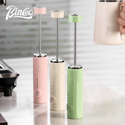 BINCOO Electric Milk Frother with Ceramic Coffee Cup Set Handheld Foam Mixer Household Milk Whisk Latte Art Tools