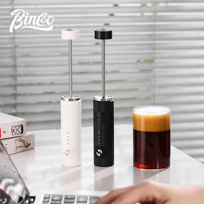 BINCOO Electric Milk Frother with Ceramic Coffee Cup Set Handheld Foam Mixer Household Milk Whisk Latte Art Tools