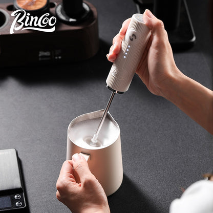 BINCOO Electric Milk Frother with Ceramic Coffee Cup Set Handheld Foam Mixer Household Milk Whisk Latte Art Tools
