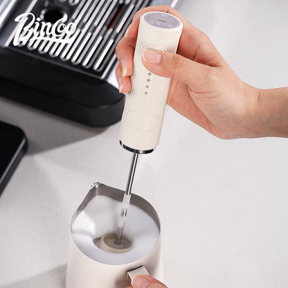 BINCOO Electric Milk Frother with Ceramic Coffee Cup Set Handheld Foam Mixer Household Milk Whisk Latte Art Tools