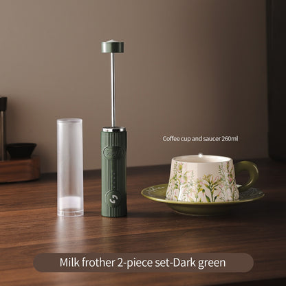 BINCOO Electric Milk Frother with Ceramic Coffee Cup Set Handheld Foam Mixer Household Milk Whisk Latte Art Tools