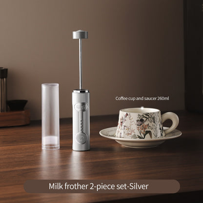 BINCOO Electric Milk Frother with Ceramic Coffee Cup Set Handheld Foam Mixer Household Milk Whisk Latte Art Tools